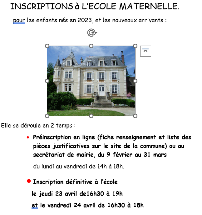 inscription école maternelle